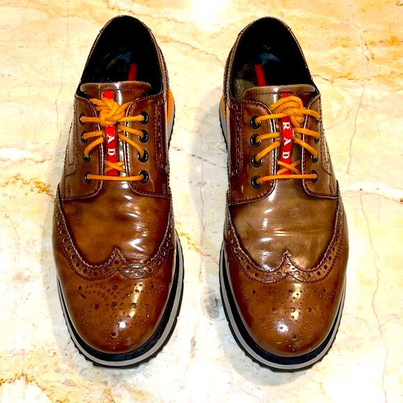 Prada Men’s Leather Wingtip Platform Brogue Sneaker. Excellent Condition. - Picture 4 of 7